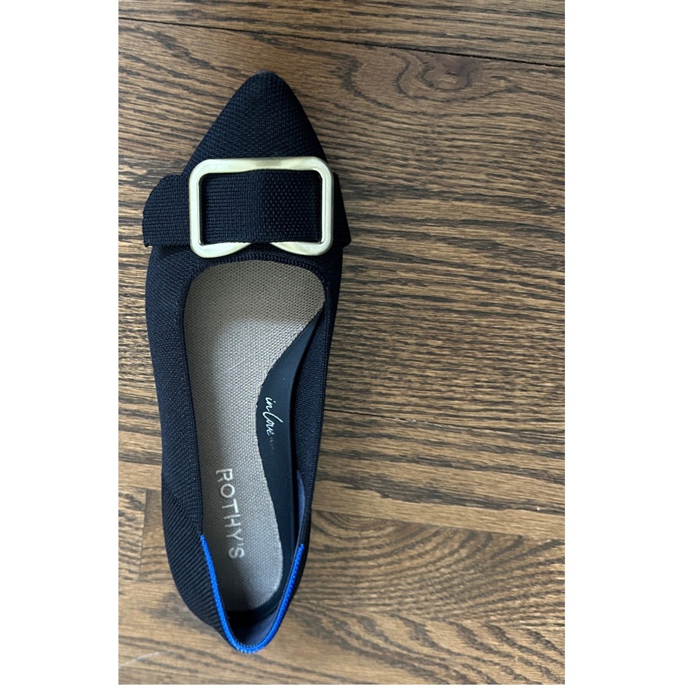 AMPUTEE Rothy's The Point Gold Buckle LEFT ONLY Women 8.5 Black Flat Tortoise